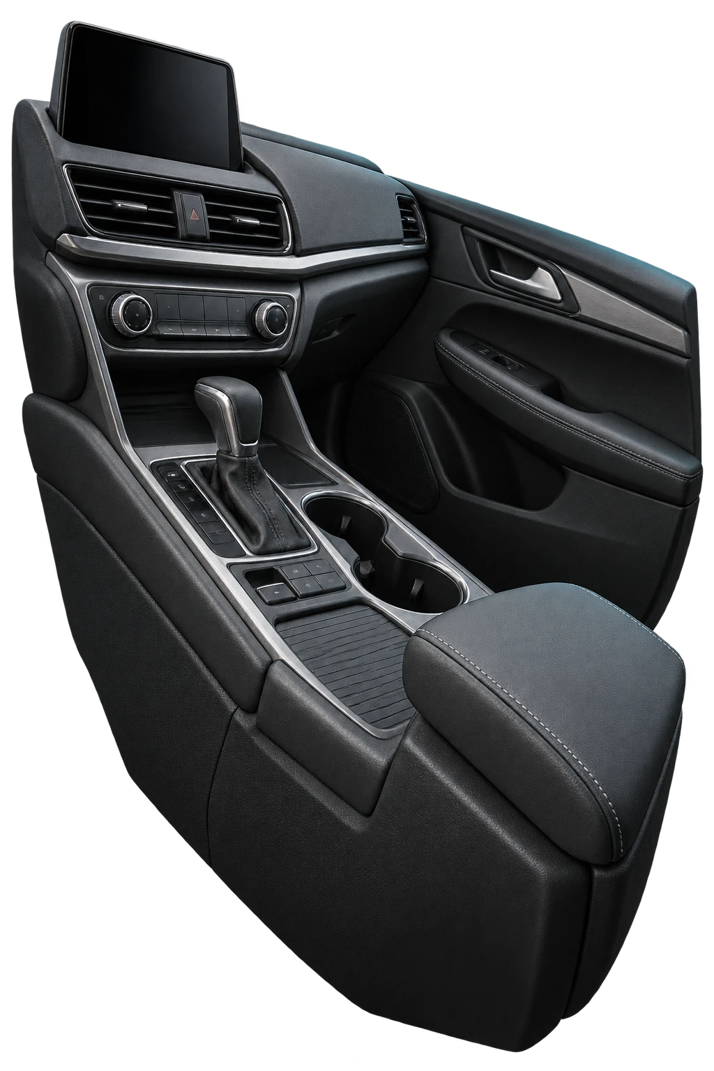 Illustration of a generic vehicle console and dashboard