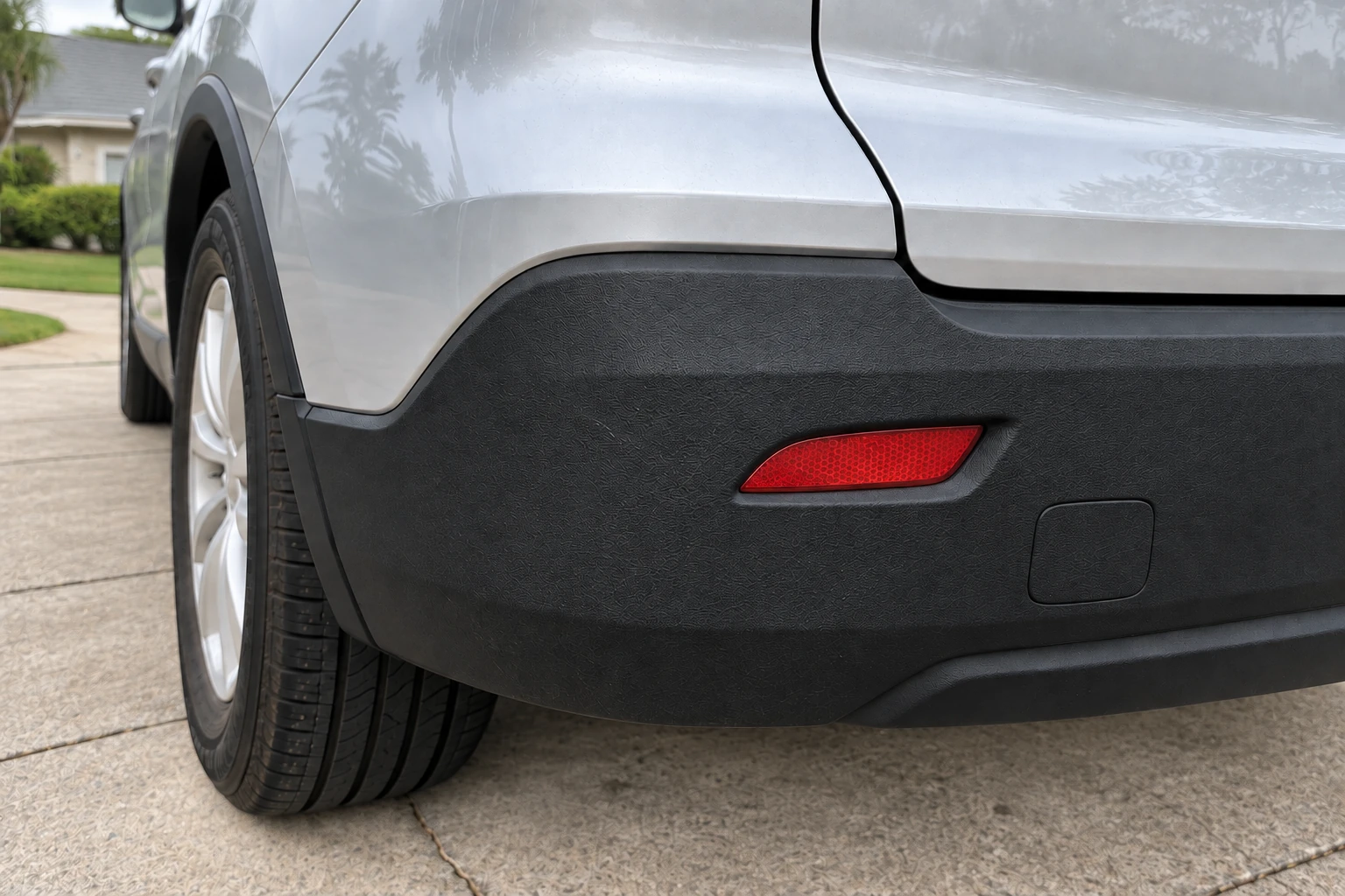 Rear bumper comparison illustration showing the restored side